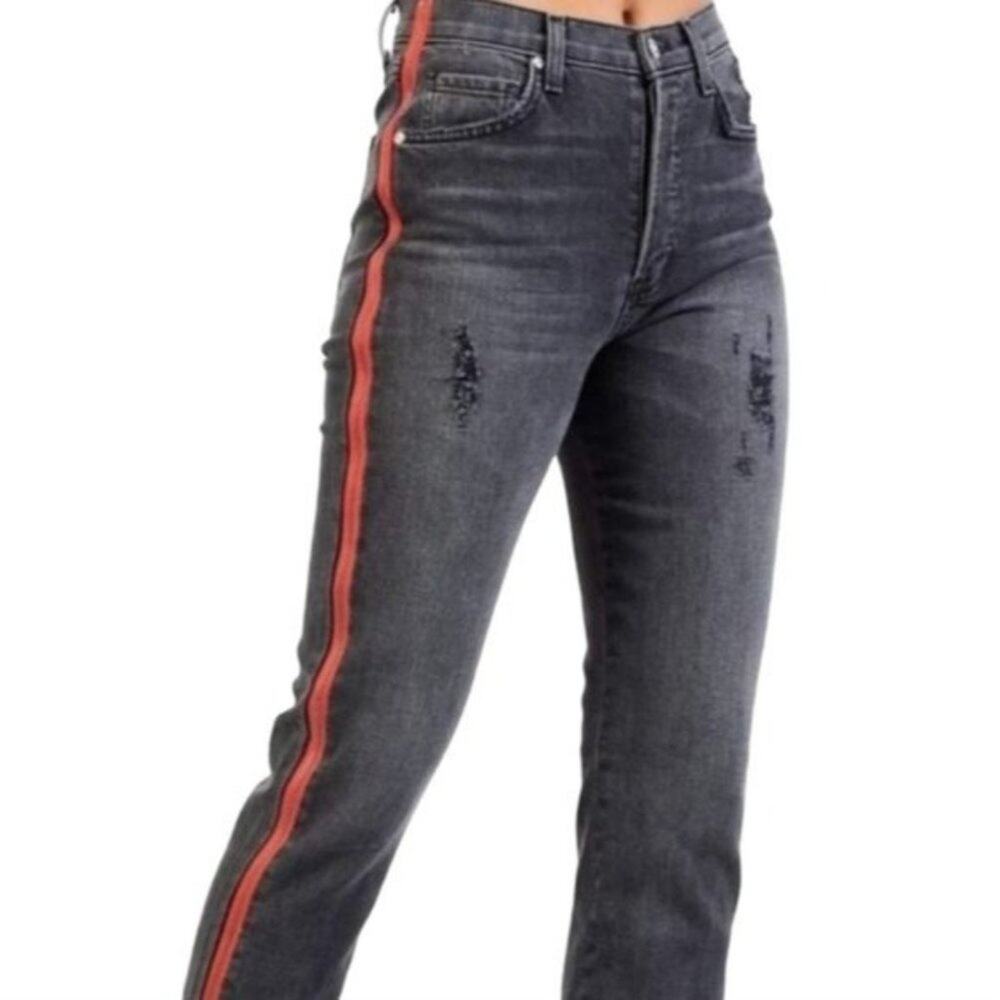 Revice Jeans Womens Size 26 Red Zipper Distressed Frayed Hem Black The Westside